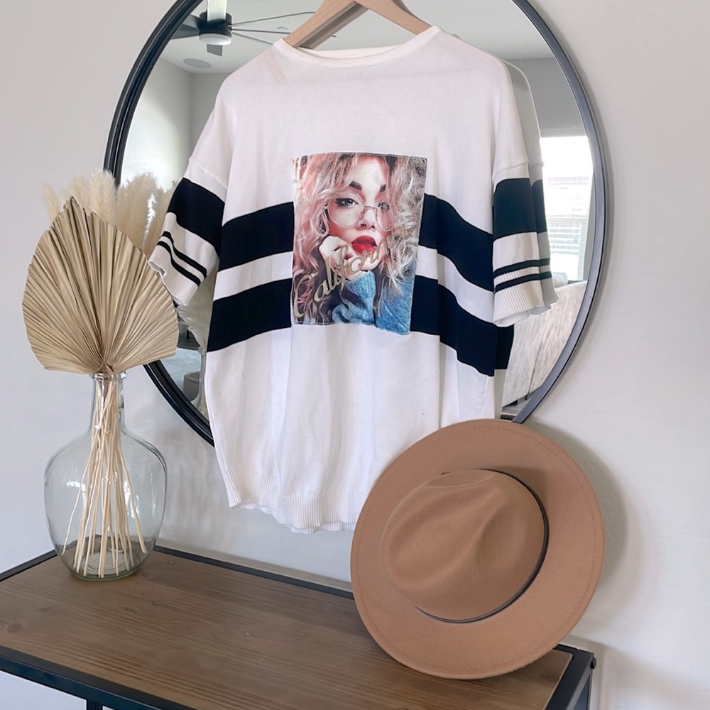 White Graphic Top